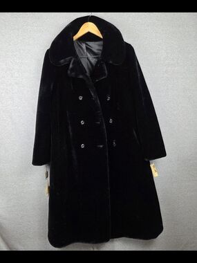 Women's Vintage Careers Originals Borgazia Black Long Overcoat Button Size 14